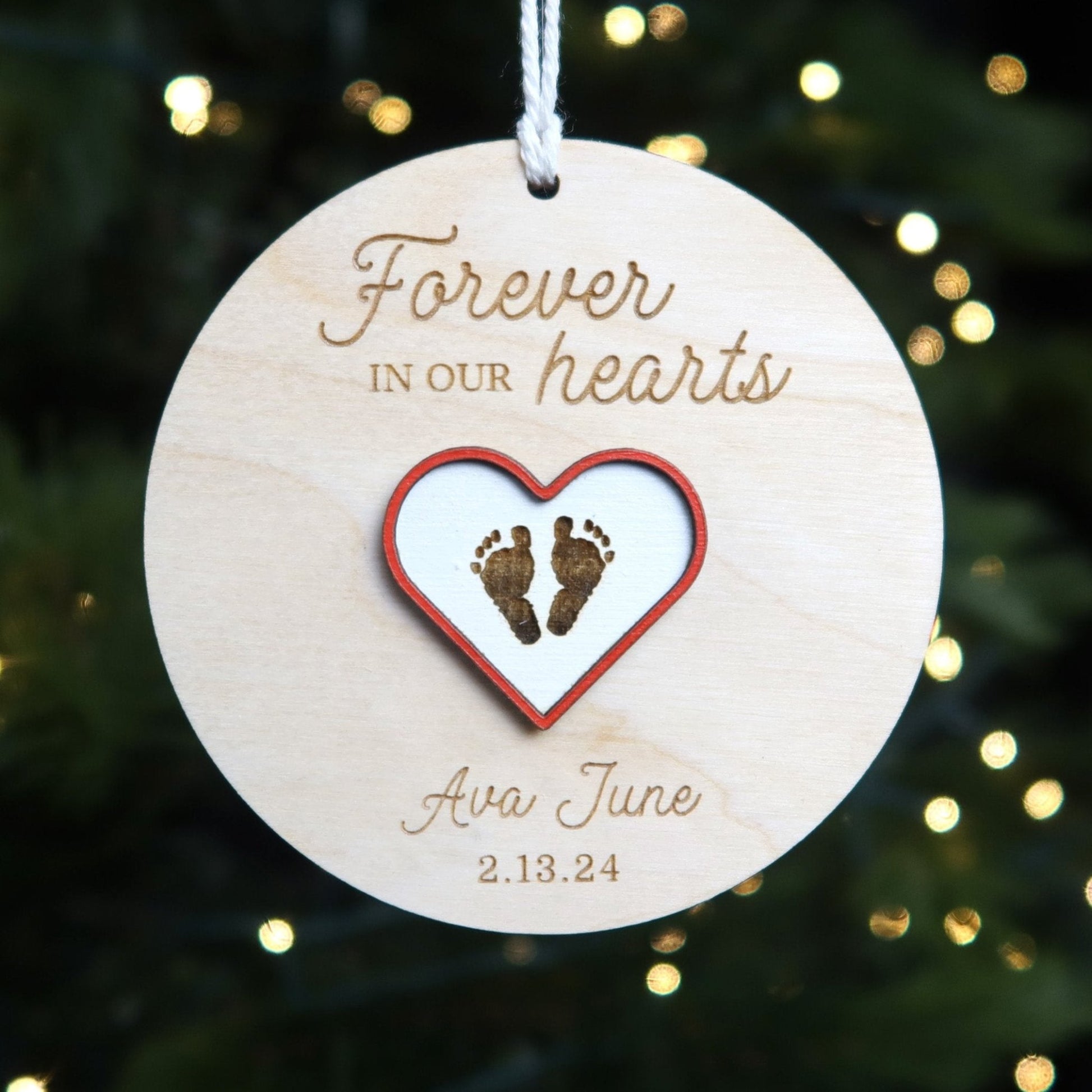 Forever in Our Hearts Baby Memorial Keepsake Ornament - Holiday Ornaments - Moon Rock Prints