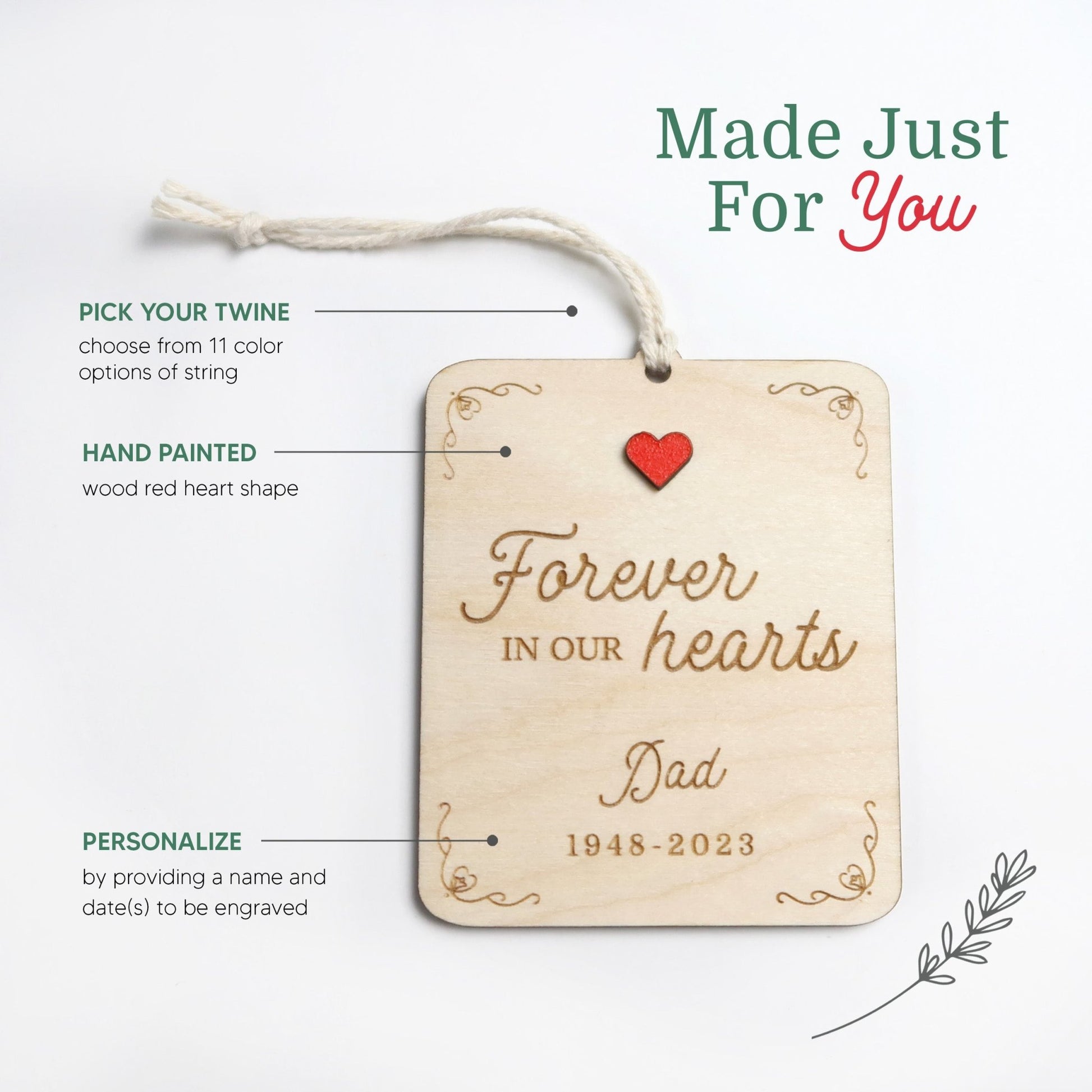 Forever in Our Hearts Personalized Memorial Ornament - Holiday Ornaments - Moon Rock Prints