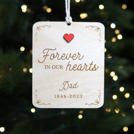 Forever in Our Hearts Personalized Memorial Ornament - Holiday Ornaments - Moon Rock Prints