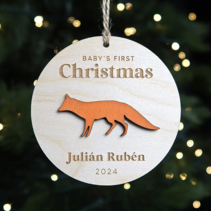 Fox Baby's First Christmas Ornament Personalized - Holiday Ornaments - Moon Rock Prints