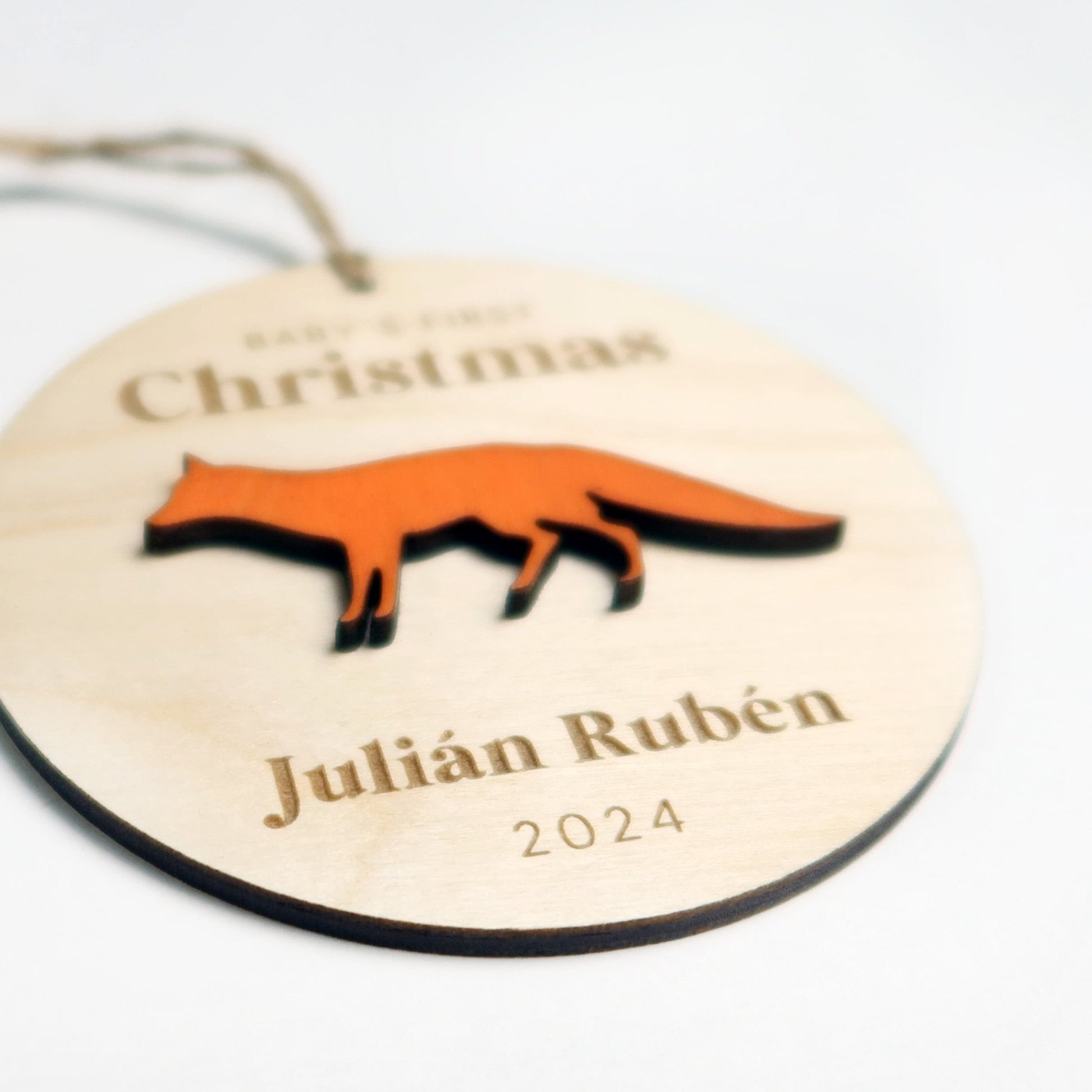 Fox Baby's First Christmas Ornament Personalized - Holiday Ornaments - Moon Rock Prints