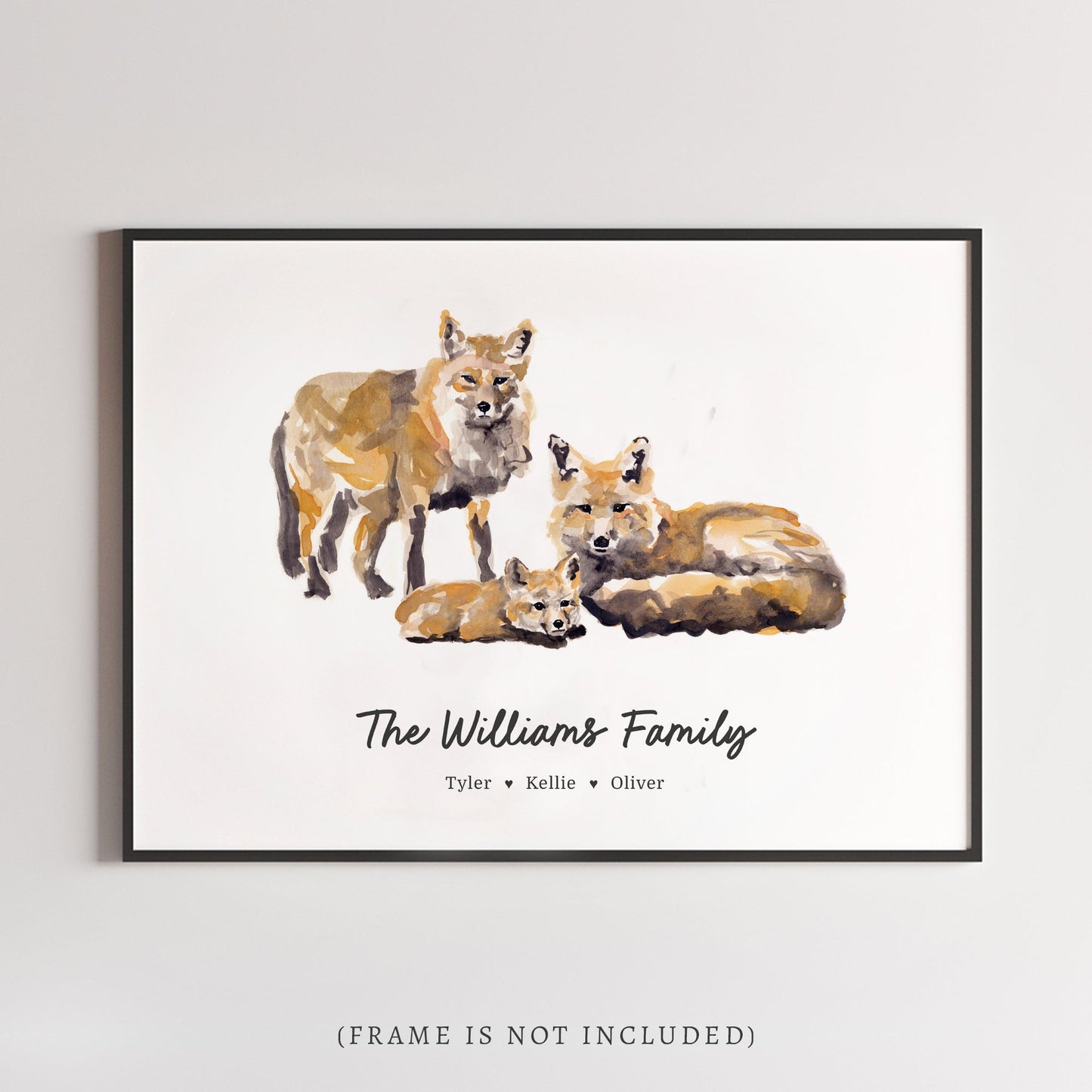 Fox Family Personalized Watercolor Art Print - Art Prints - Moon Rock Prints