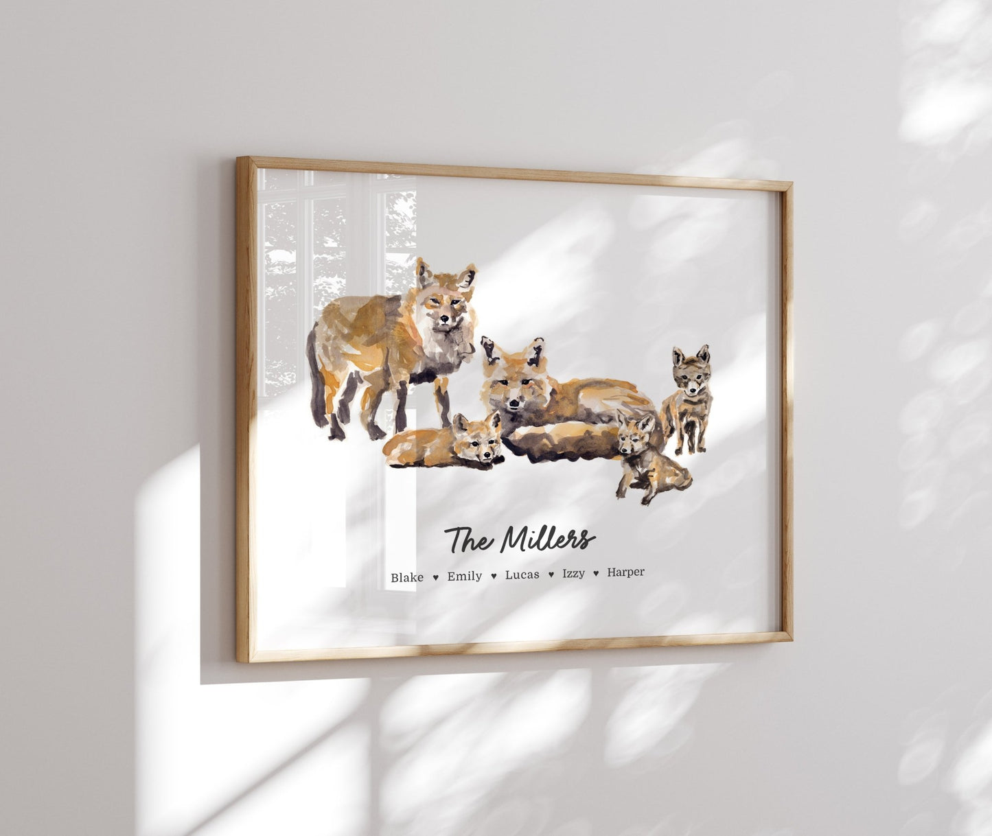 Fox Family Personalized Watercolor Art Print - Art Prints - Moon Rock Prints