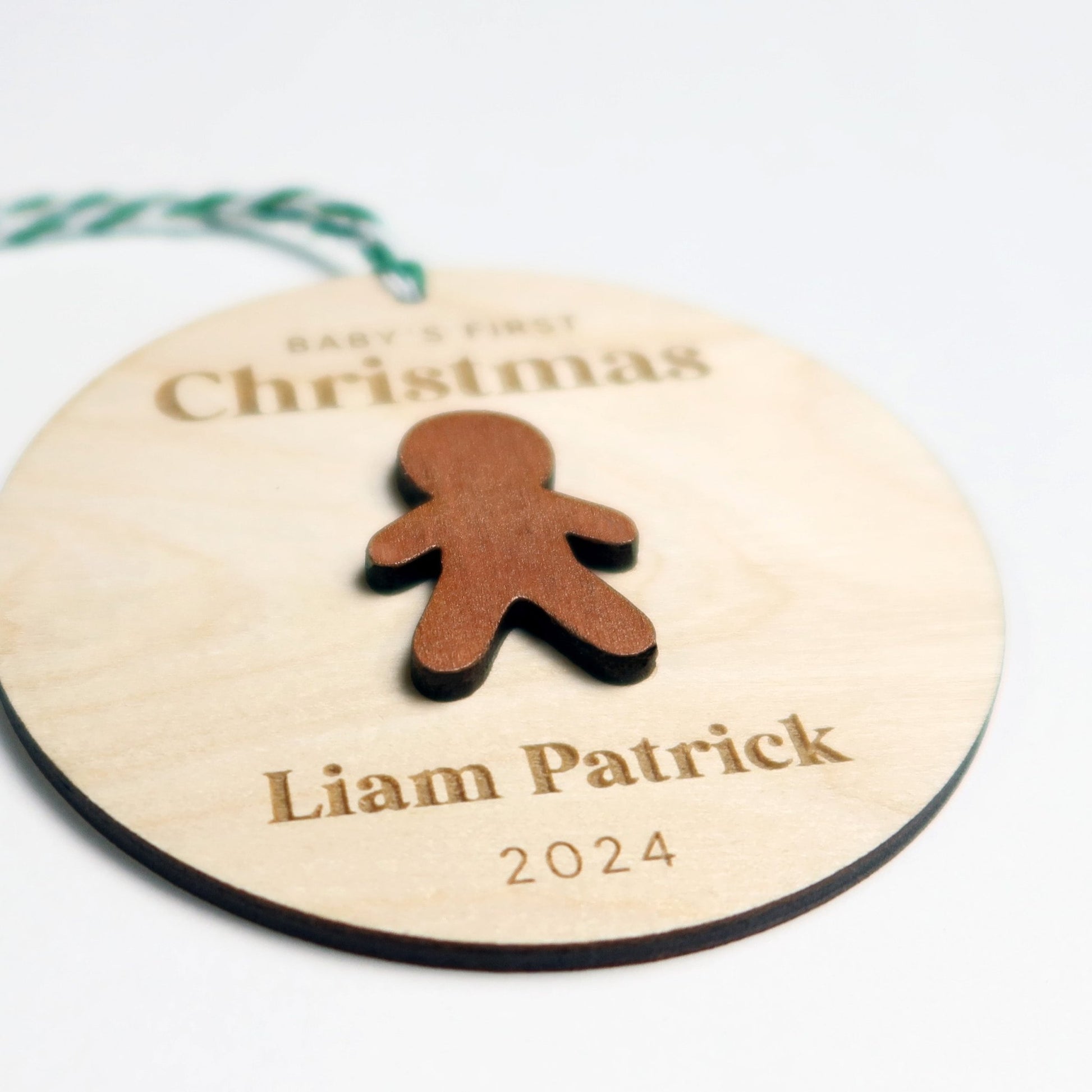 Gingerbread Boy Baby's First Christmas Ornament Personalized - Holiday Ornaments - Moon Rock Prints