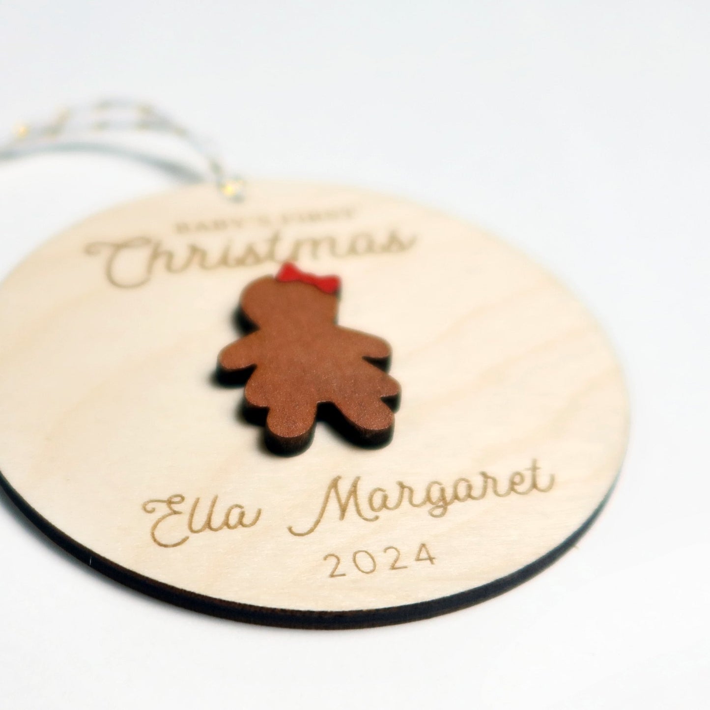 Gingerbread Girl Baby's First Christmas Ornament Personalized - Holiday Ornaments - Moon Rock Prints