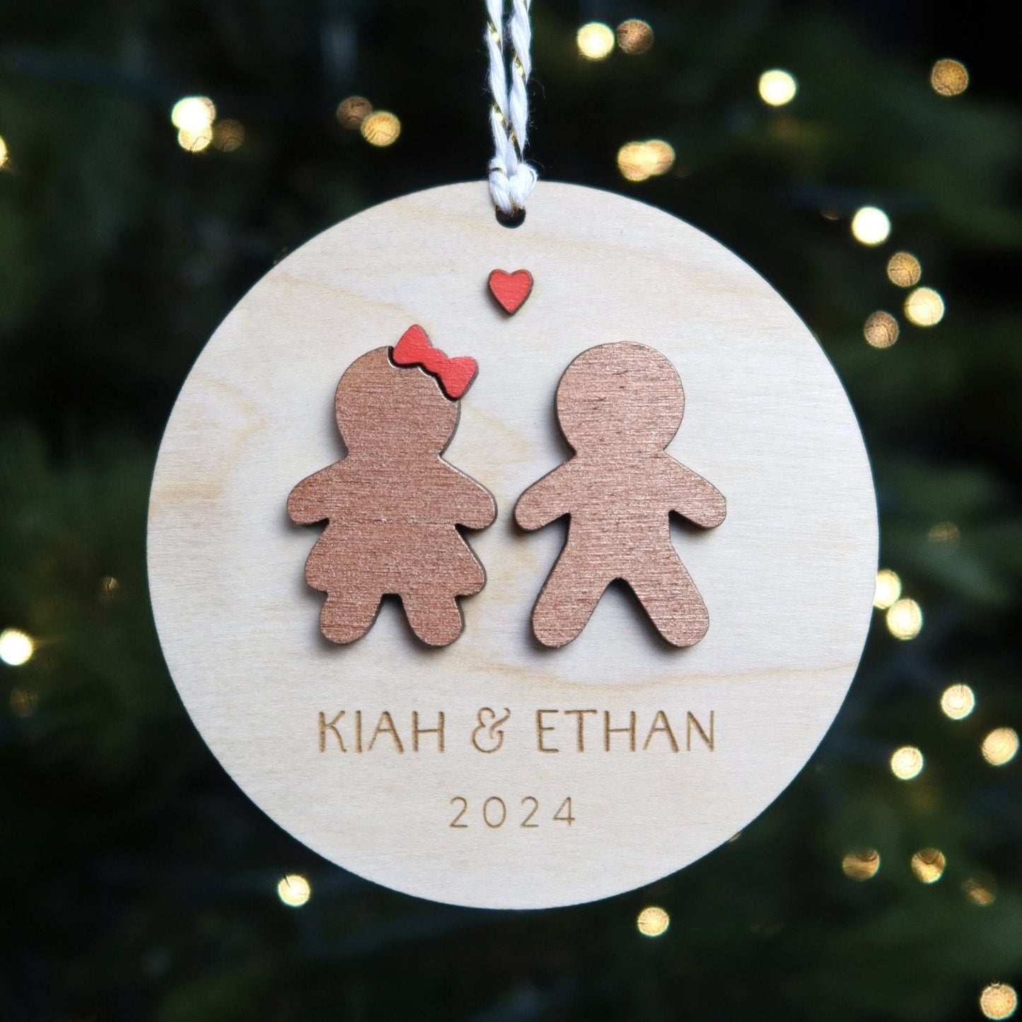 Gingerbread Personalized Couple Christmas Ornament - Holiday Ornaments - Moon Rock Prints