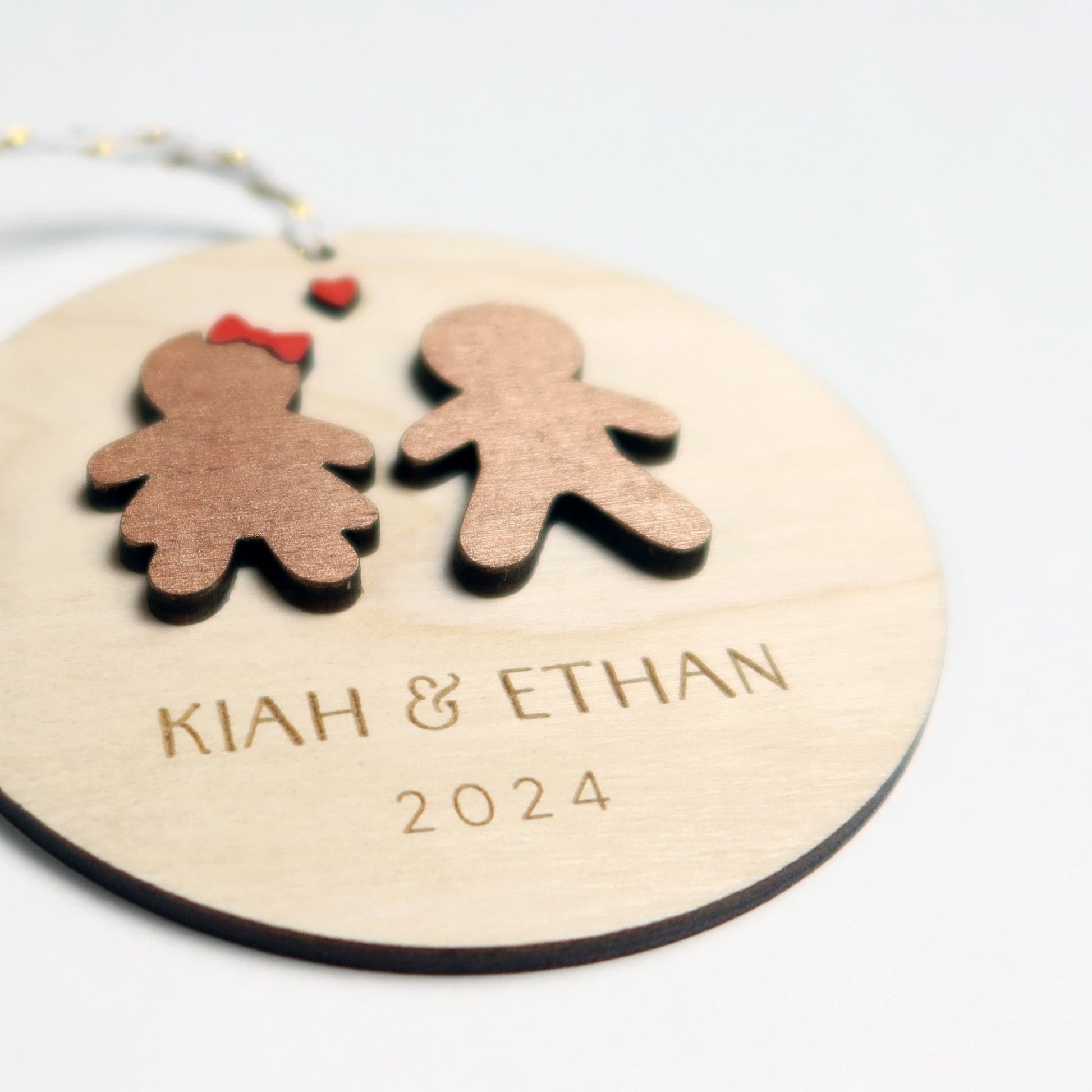 Gingerbread Personalized Couple Christmas Ornament - Holiday Ornaments - Moon Rock Prints