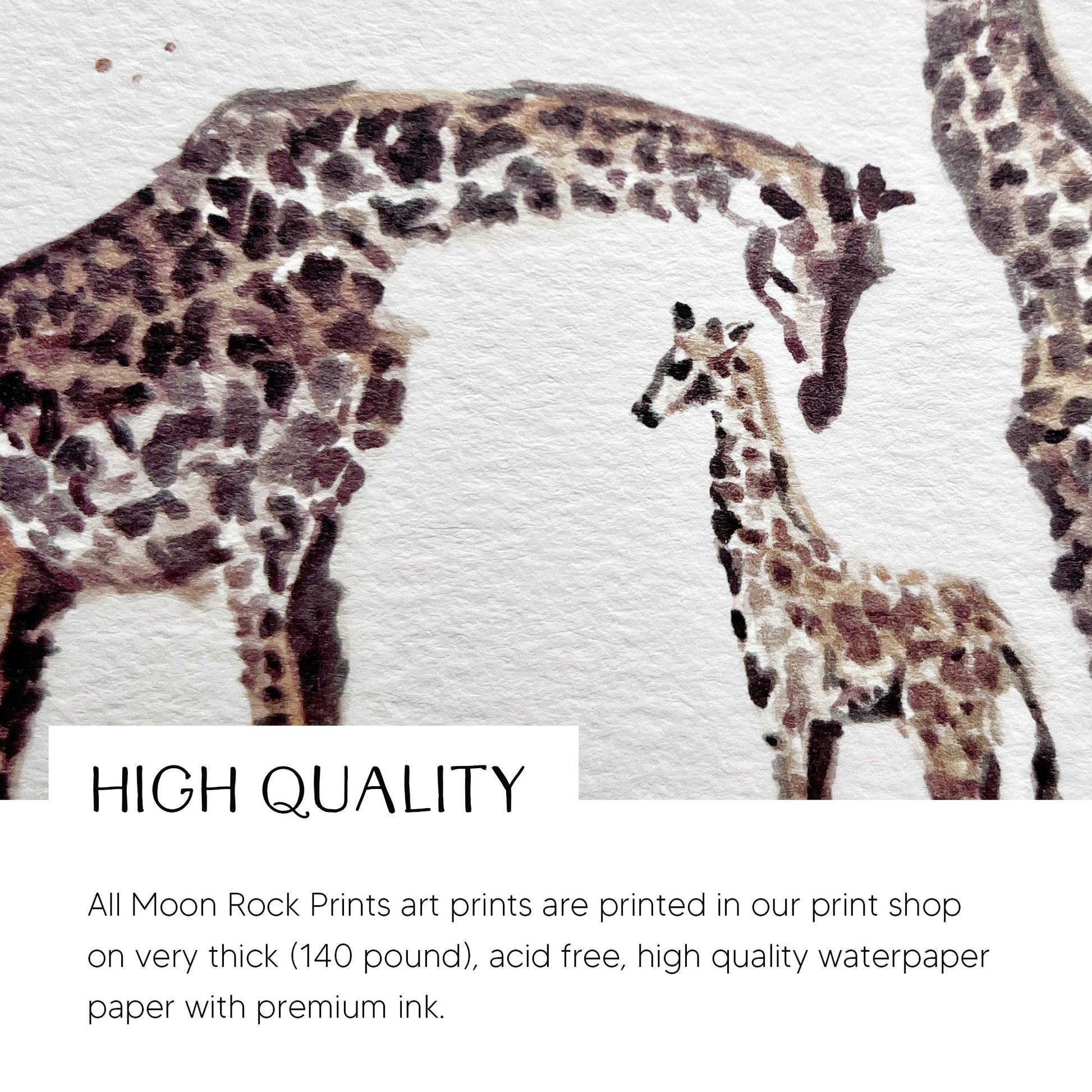 Giraffe Family Personalized Watercolor Art Print - Art Prints - Moon Rock Prints