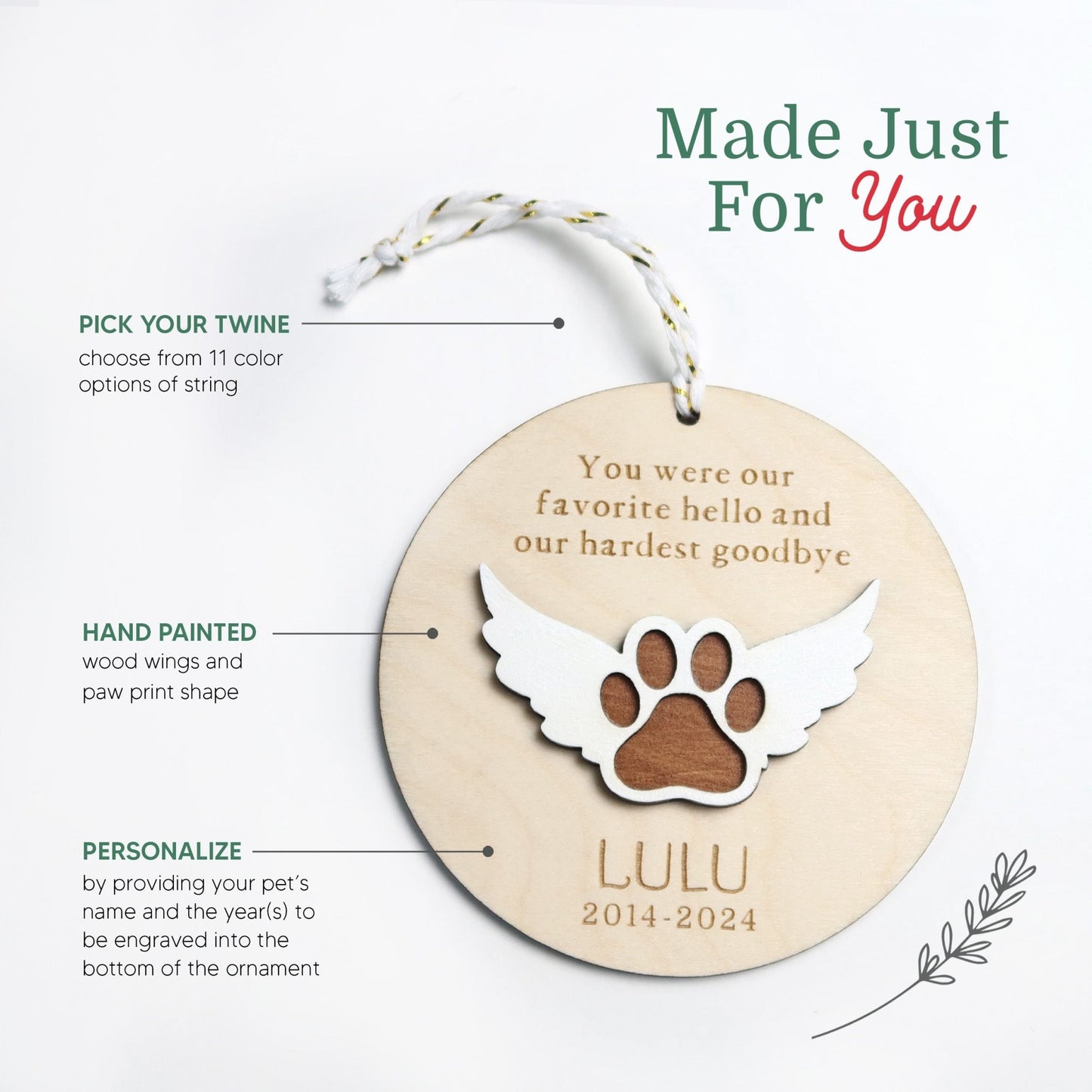 Hardest Goodbye Pet Memorial Ornament - Holiday Ornaments - Moon Rock Prints