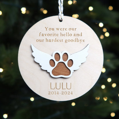 Hardest Goodbye Pet Memorial Ornament - Holiday Ornaments - Moon Rock Prints