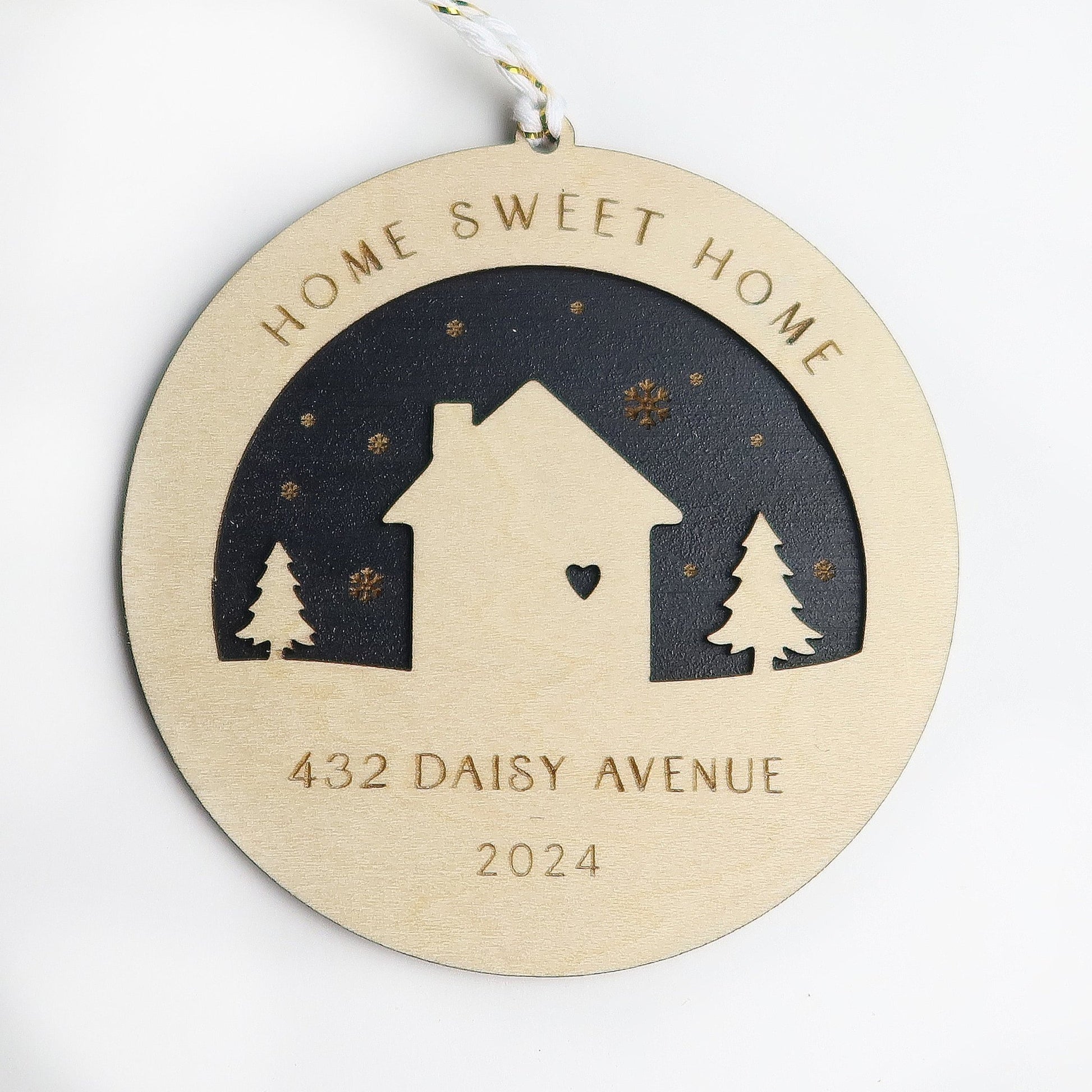 Home Sweet Home Personalized Address Ornament - Holiday Ornaments - Moon Rock Prints