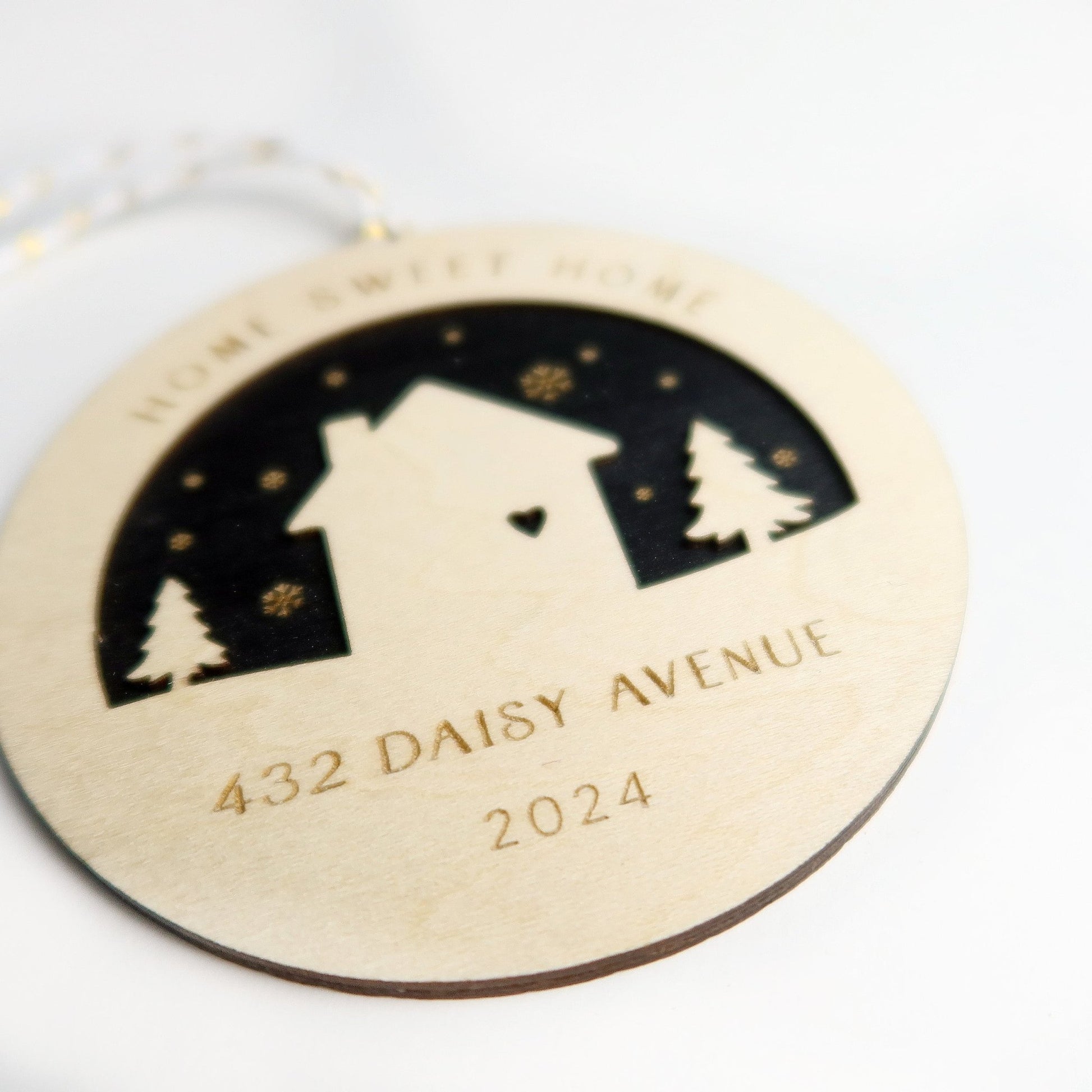 Home Sweet Home Personalized Address Ornament - Holiday Ornaments - Moon Rock Prints