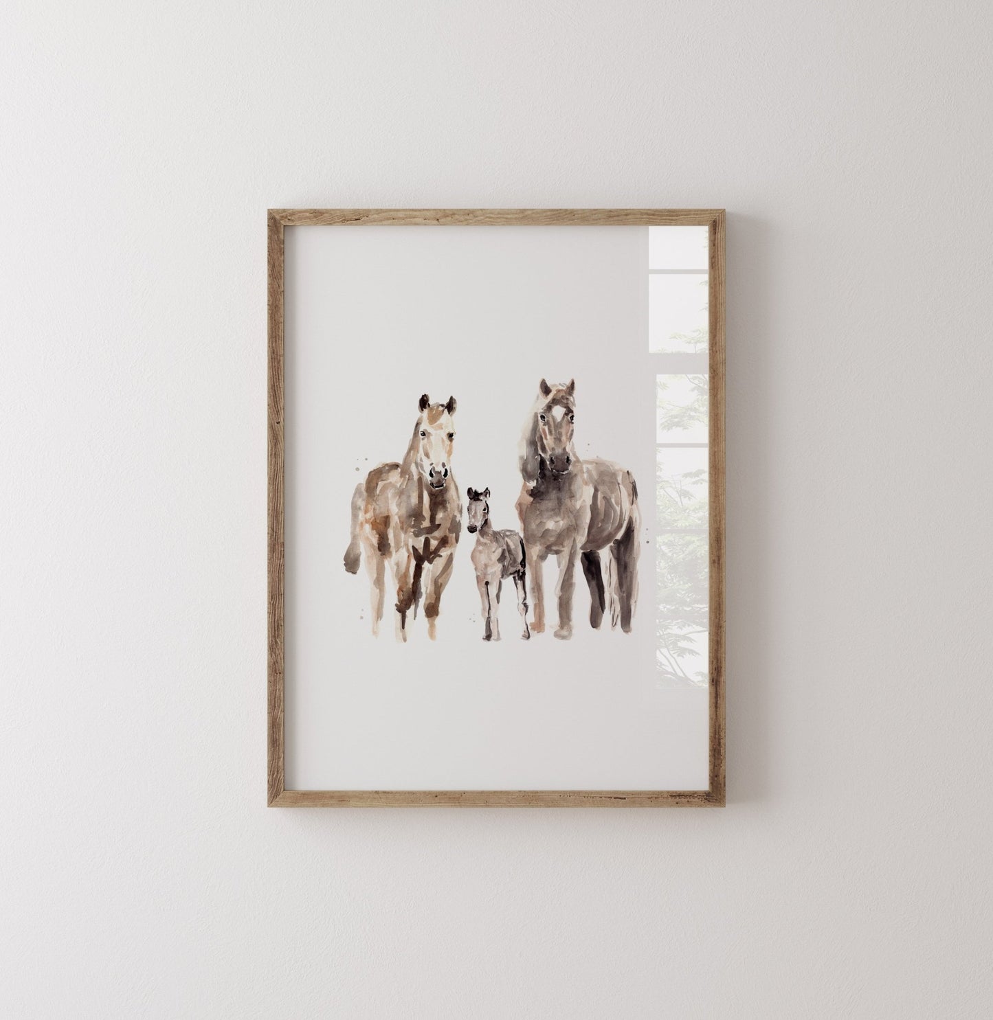 Horse Family of 3 Farm Animal Watercolor Art Print - Art Prints - Moon Rock Prints