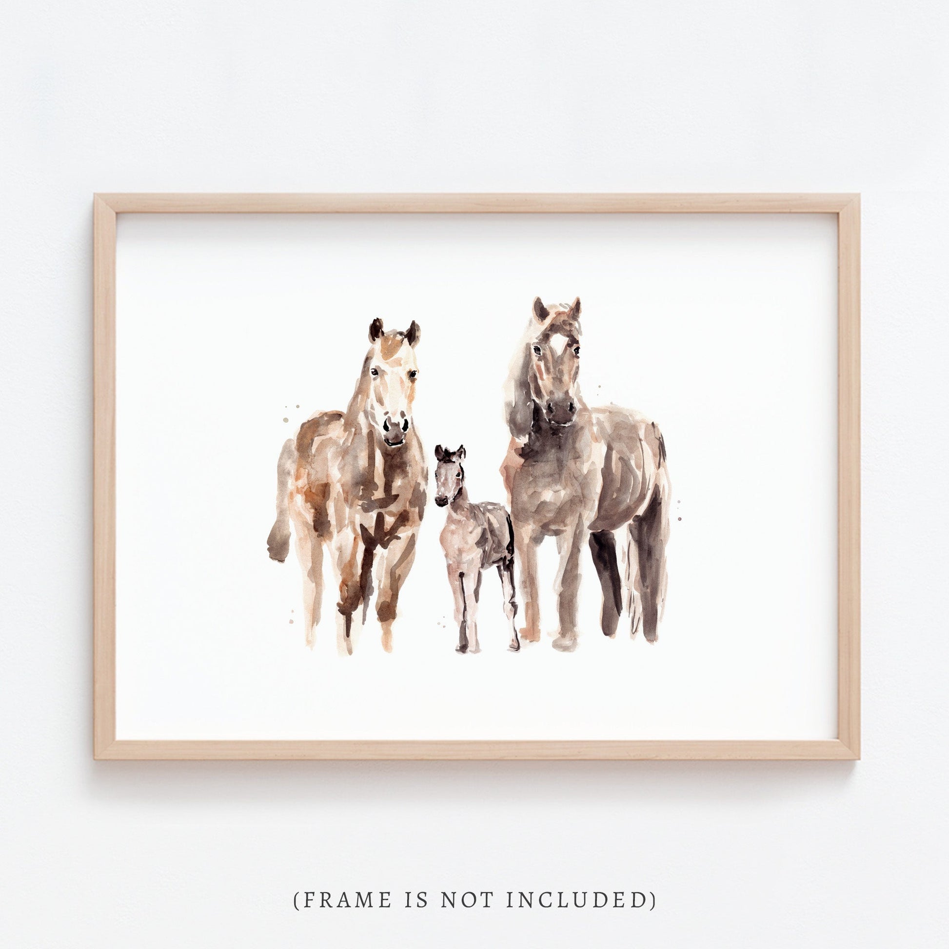 Horse Family of 3 Farm Animal Watercolor Art Print - Art Prints - Moon Rock Prints