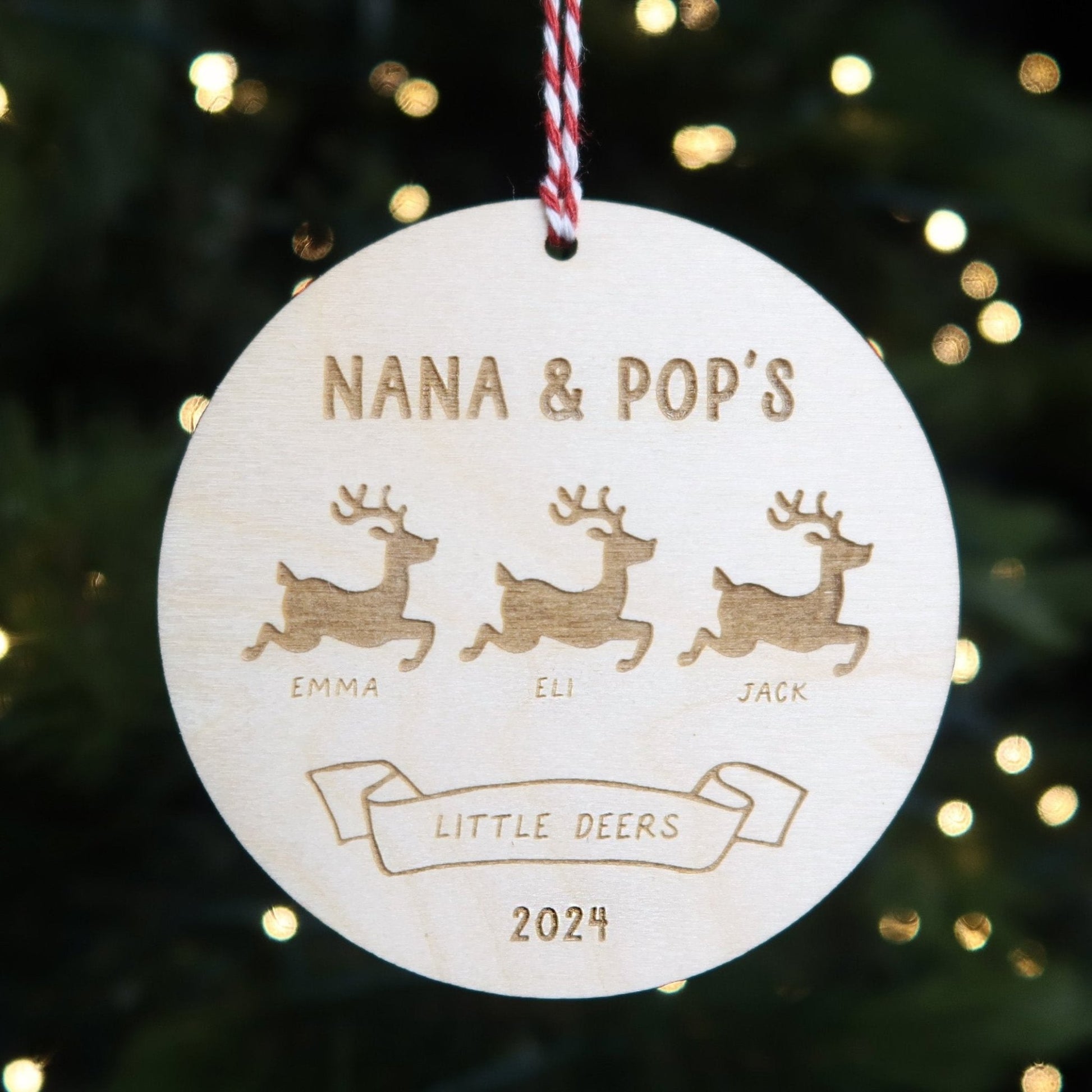 Little Reindeer Grandparents Christmas Ornament - Holiday Ornaments - Moon Rock Prints