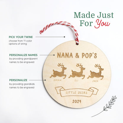 Little Reindeer Grandparents Christmas Ornament - Holiday Ornaments - Moon Rock Prints