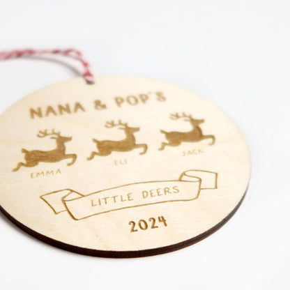 Little Reindeer Grandparents Christmas Ornament - Holiday Ornaments - Moon Rock Prints