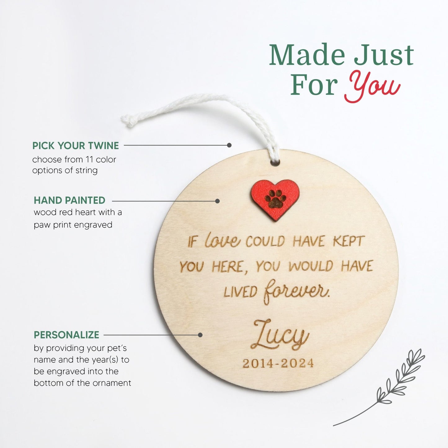 Love Could Have Kept You Here Pet Memorial Ornament - Holiday Ornaments - Moon Rock Prints