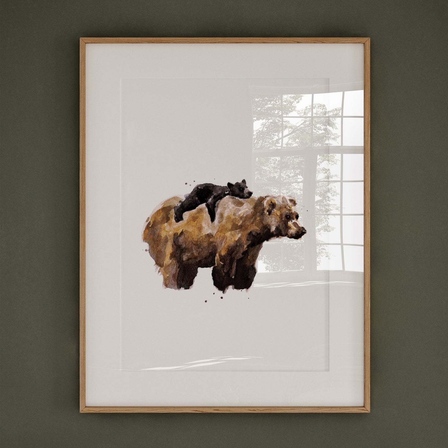 Mama Bear and Baby Bear Woodland Animal Watercolor Art Print - Art Prints - Moon Rock Prints