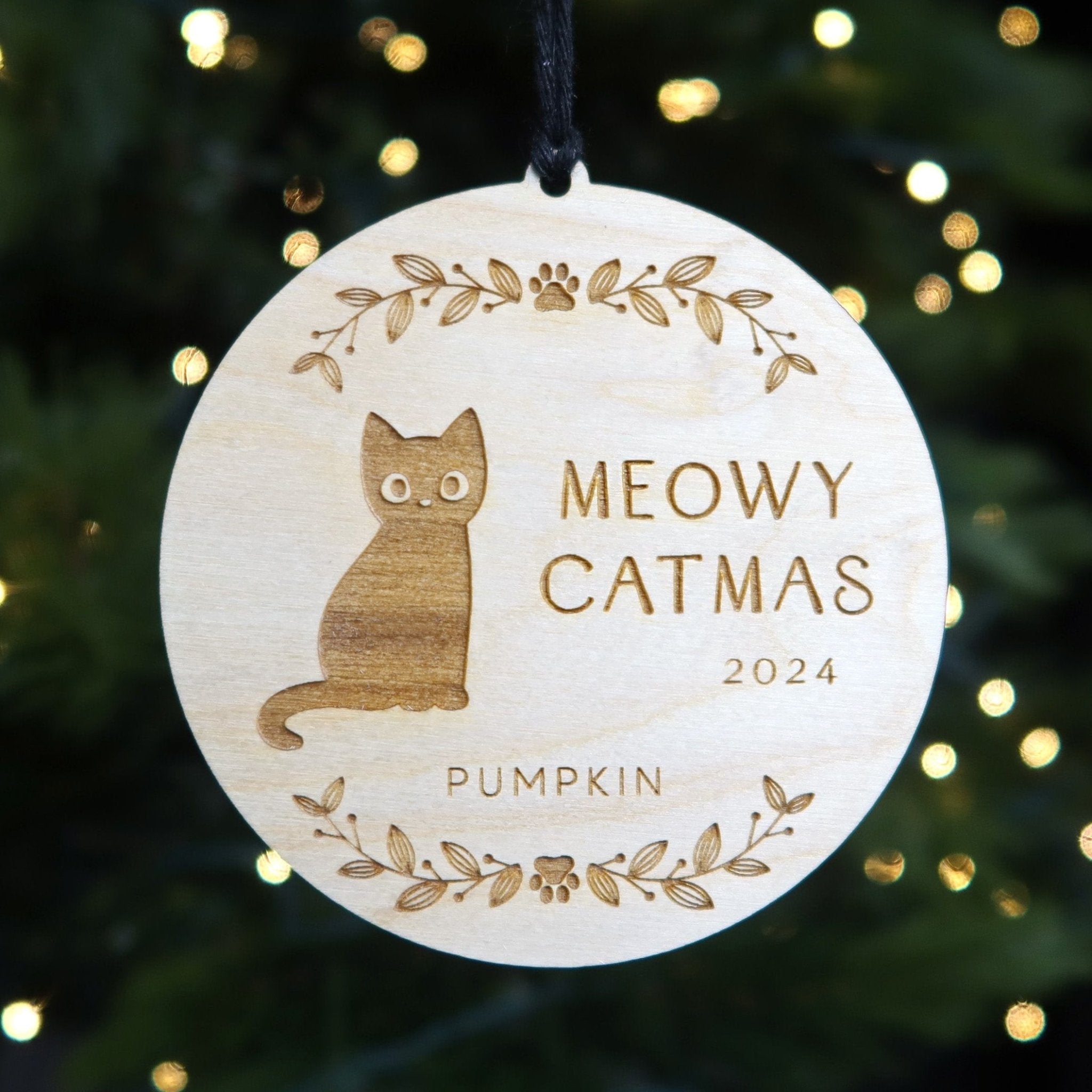 Meowy Catmas Personalized Cat Ornament 2024 Moon Rock Prints