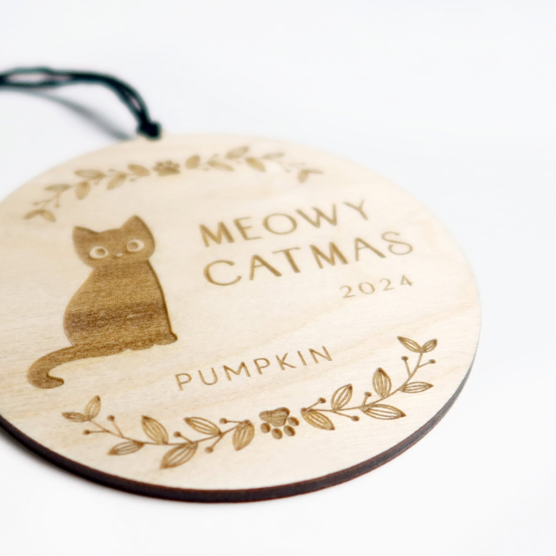 Meowy Catmas Personalized Cat Ornament - Holiday Ornaments - Moon Rock Prints