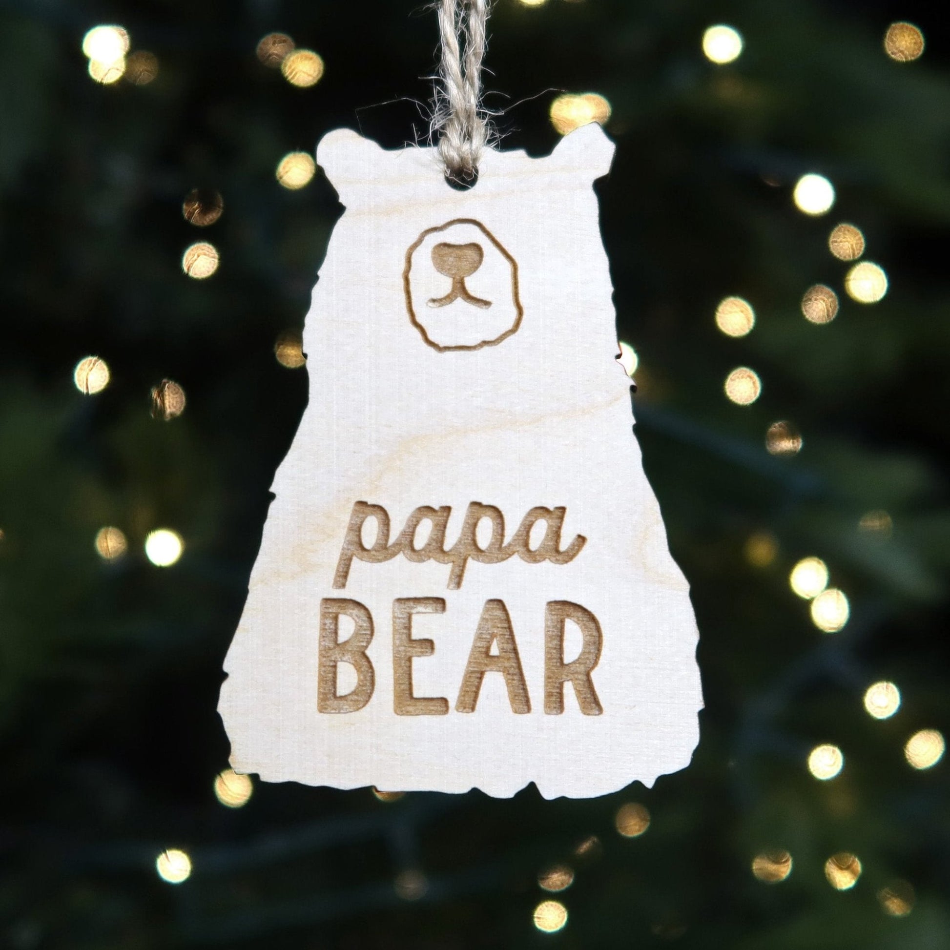 Papa Bear Wood Keepsake Ornament - Holiday Ornaments - Moon Rock Prints