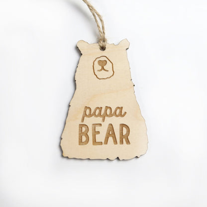 Papa Bear Wood Keepsake Ornament - Holiday Ornaments - Moon Rock Prints