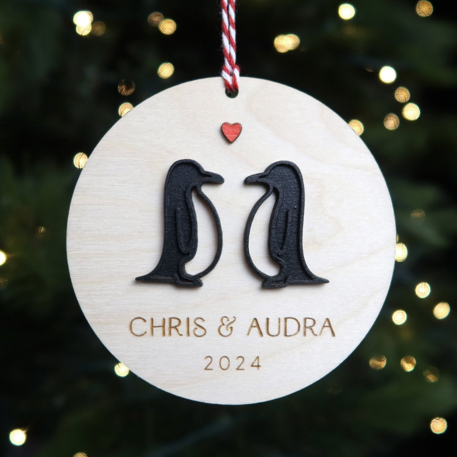 Penguins Personalized Couple Ornament - Holiday Ornaments - Moon Rock Prints