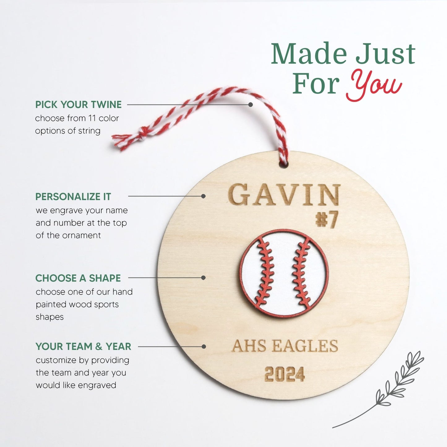 Personalized Baseball Ornament - Holiday Ornaments - Moon Rock Prints