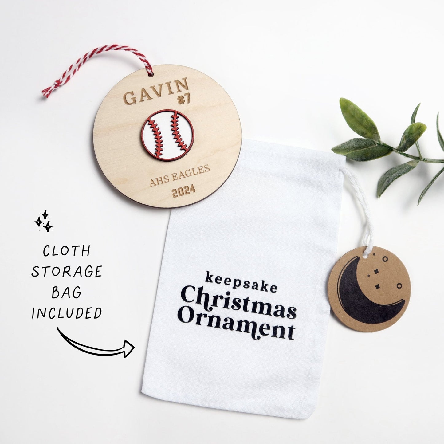 Personalized Baseball Ornament - Holiday Ornaments - Moon Rock Prints