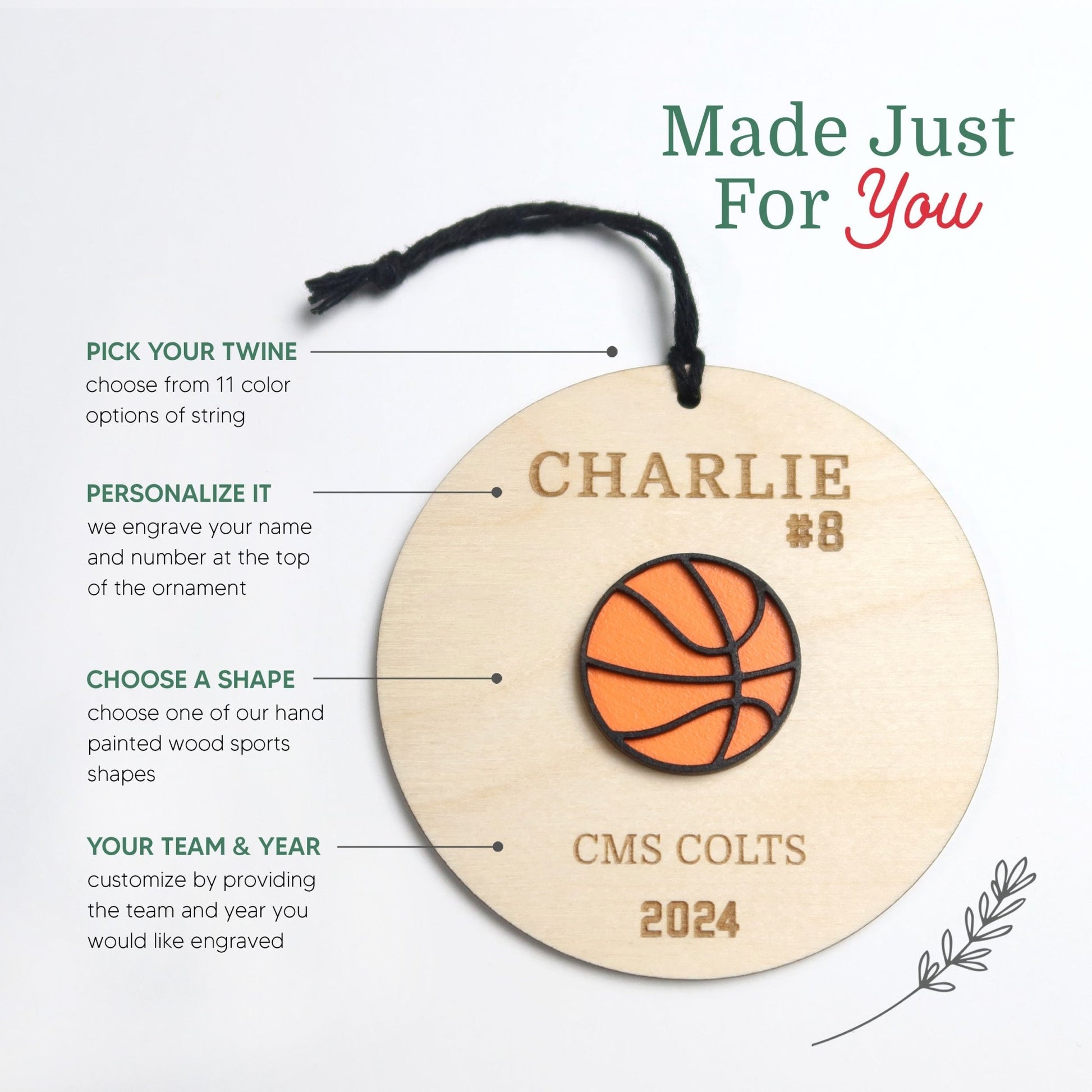 Personalized Basketball Ornament - Holiday Ornaments - Moon Rock Prints