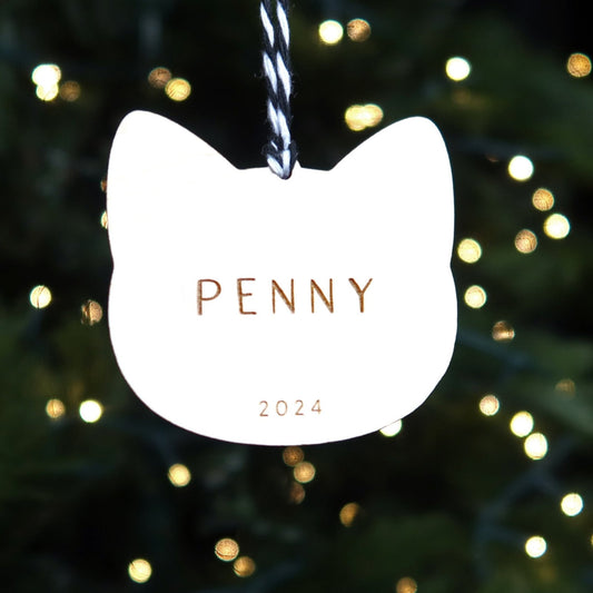 Personalized Cat Name Christmas Ornament - Holiday Ornaments - Moon Rock Prints