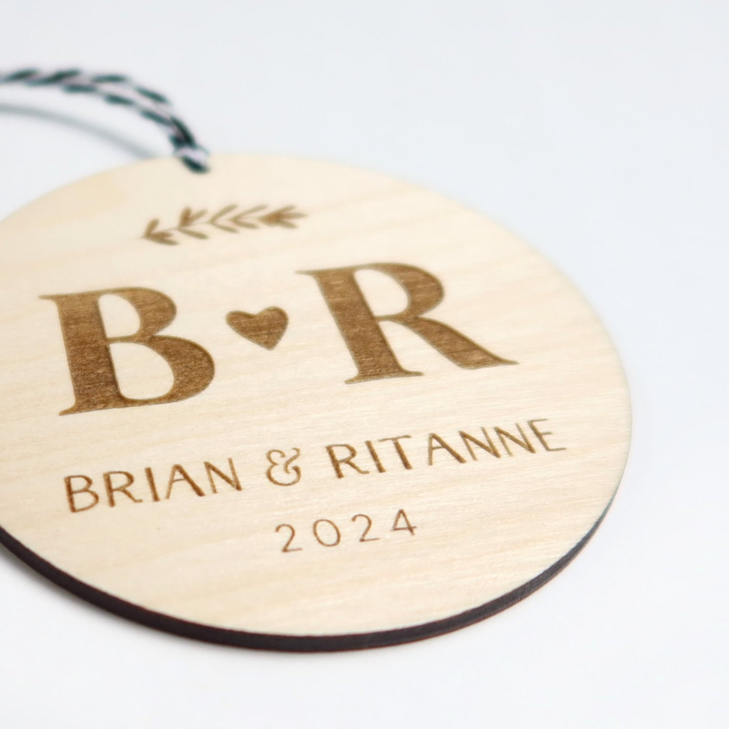 Personalized Couple Initials Christmas Ornament 2024 Keepsake Anniversary Gift - Moon Rock Prints