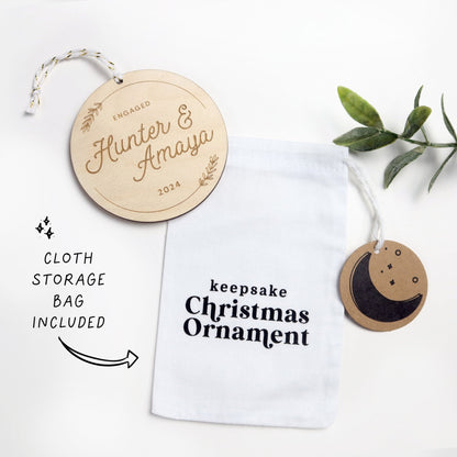 Personalized Engagement Ornament - Holiday Ornaments - Moon Rock Prints