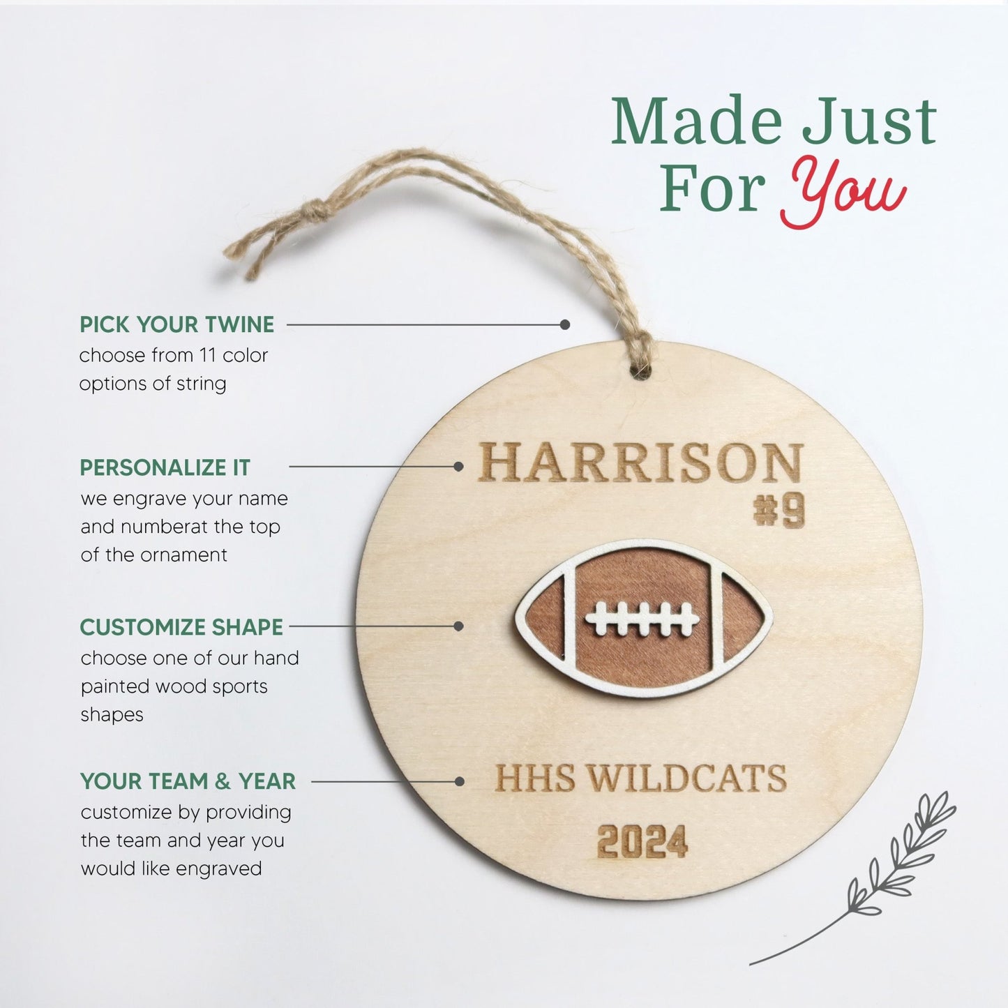 Personalized Football Ornament - Holiday Ornaments - Moon Rock Prints