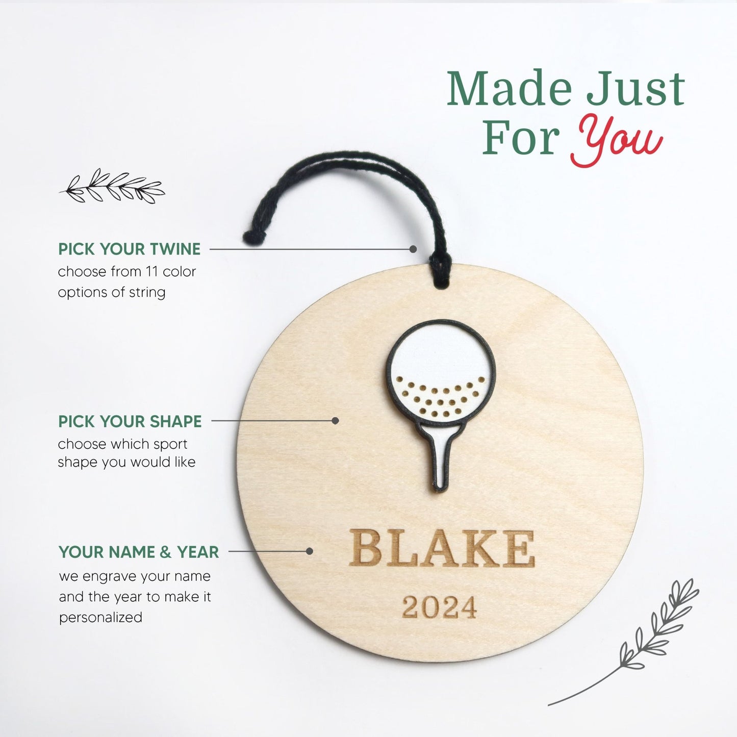 Personalized Golf Ornament - Holiday Ornaments - Moon Rock Prints