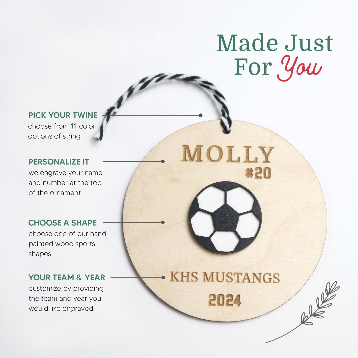 Personalized Soccer Ornament - Holiday Ornaments - Moon Rock Prints