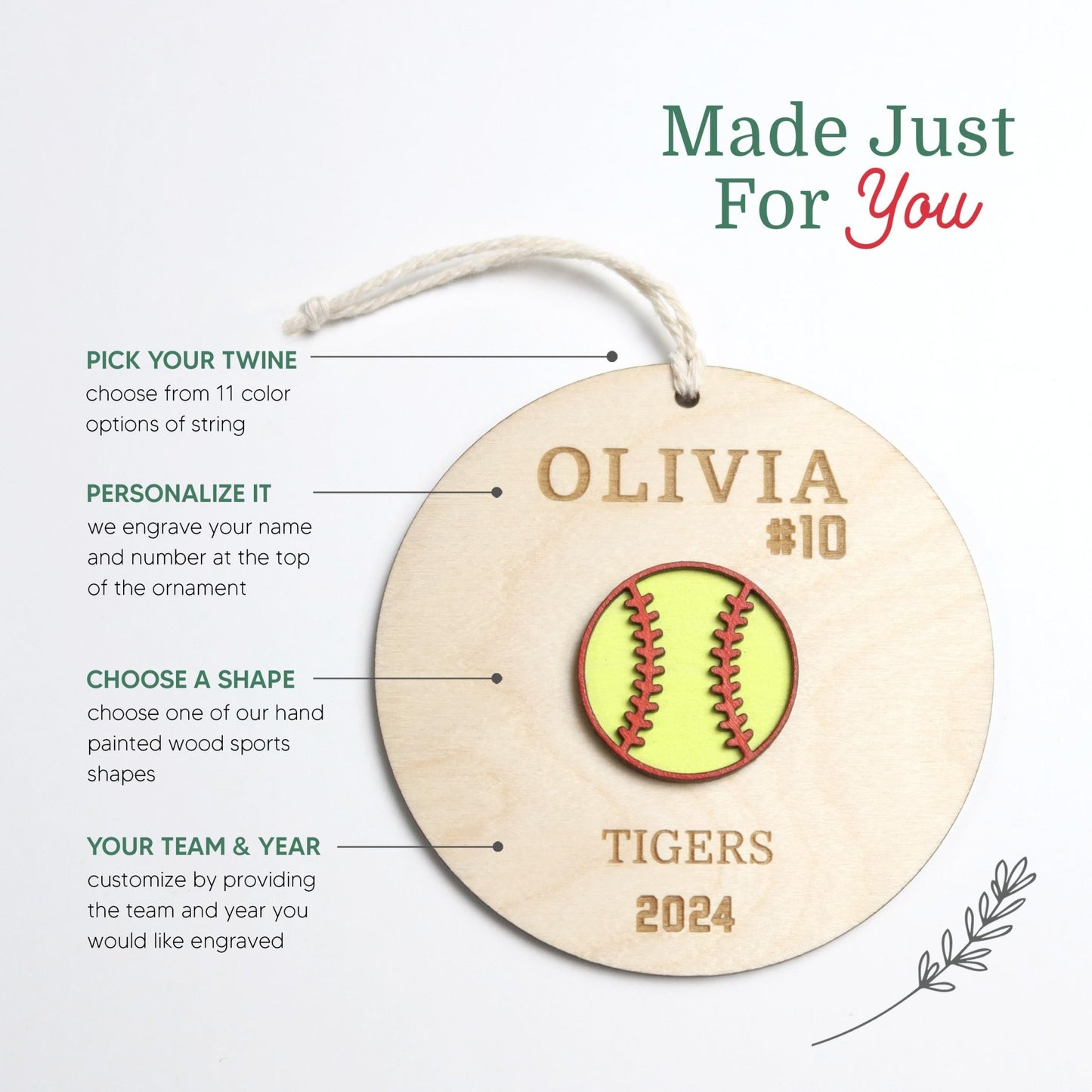 Personalized Softball Ornament - Holiday Ornaments - Moon Rock Prints