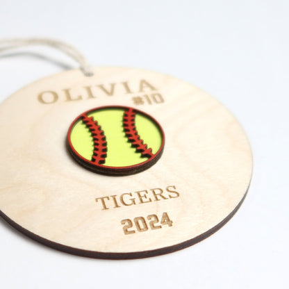 Personalized Softball Ornament - Holiday Ornaments - Moon Rock Prints