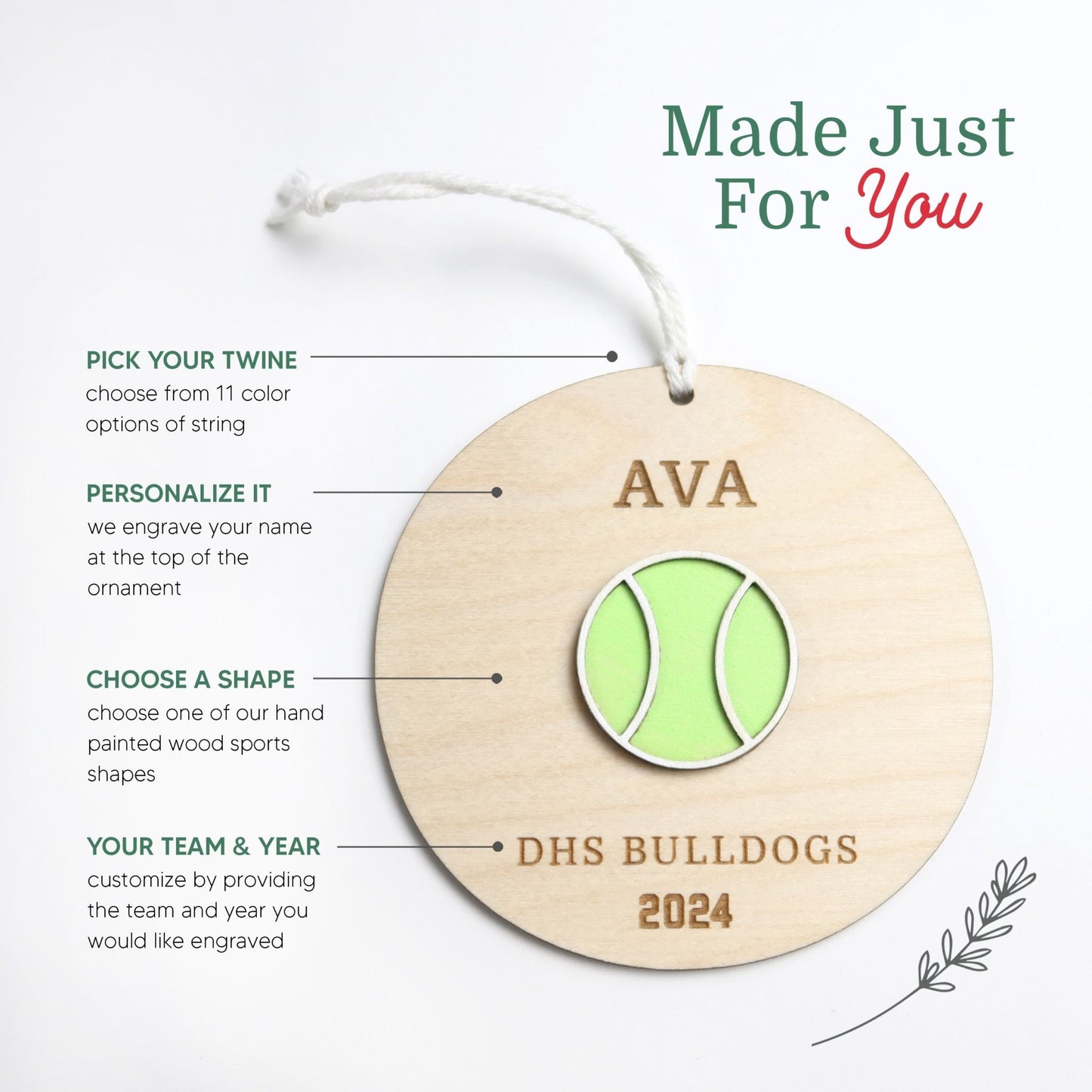 Personalized Tennis Ornament - Holiday Ornaments - Moon Rock Prints