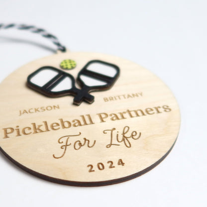 Pickleball Partners for Life Personalized Pickleball Player Ornament - Holiday Ornaments - Moon Rock Prints