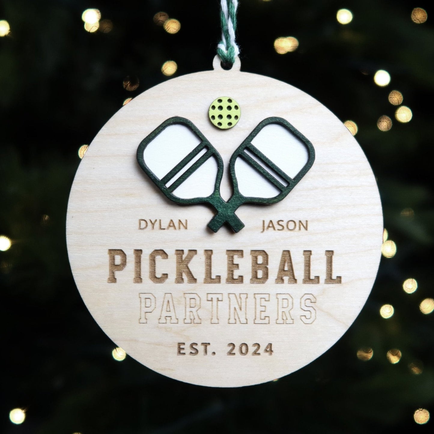 Pickleball Partners Personalized Pickleball Player Ornament - Holiday Ornaments - Moon Rock Prints