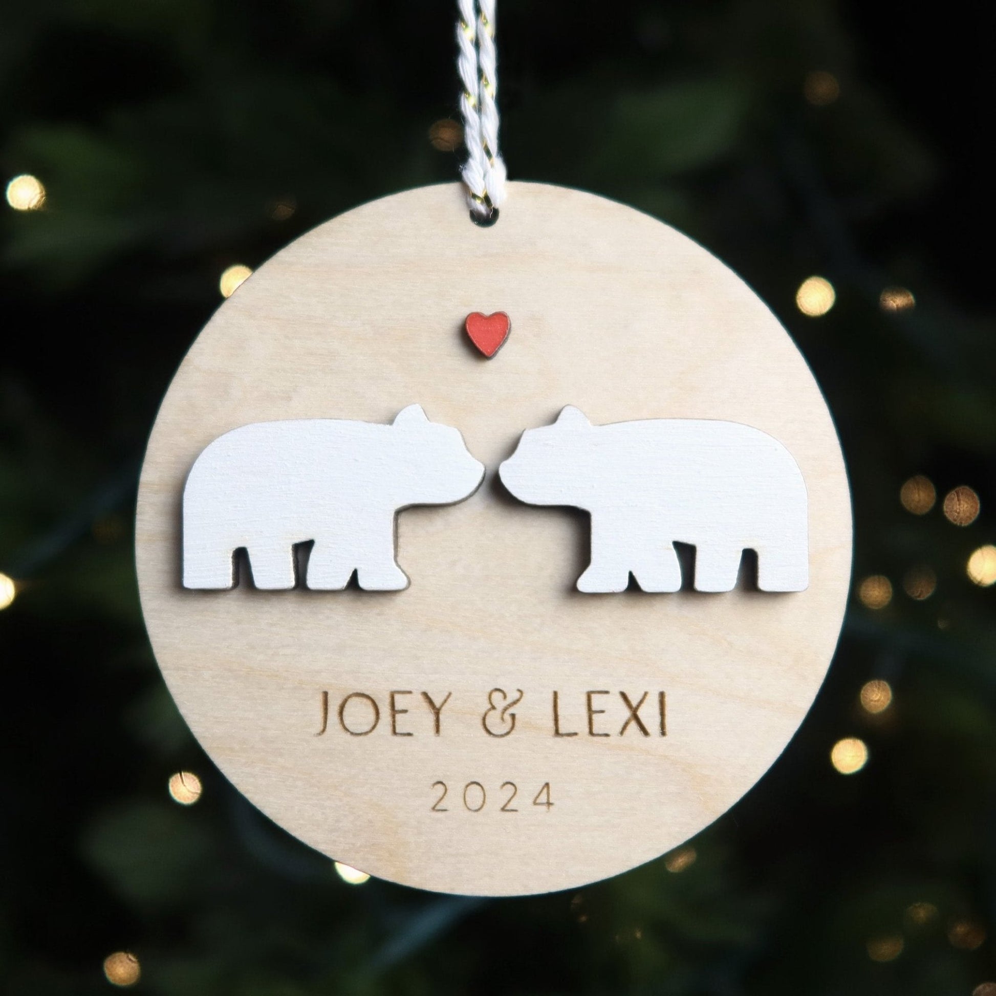 Polar Bears Personalized Couple Ornament - Holiday Ornaments - Moon Rock Prints