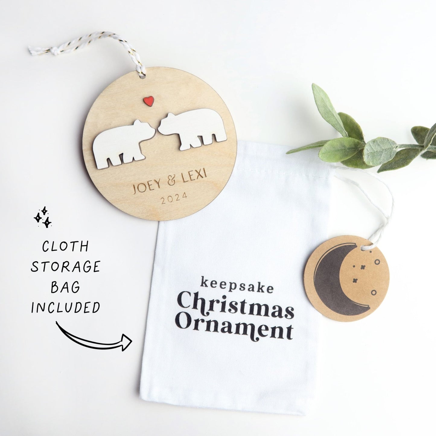 Polar Bears Personalized Couple Ornament - Holiday Ornaments - Moon Rock Prints