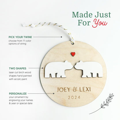 Polar Bears Personalized Couple Ornament - Holiday Ornaments - Moon Rock Prints