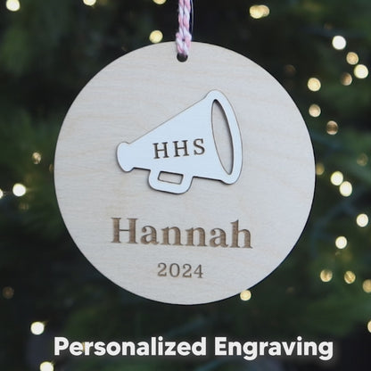 Personalized Cheer Megaphone Ornament 2024 Unique Gift For Cheerleader