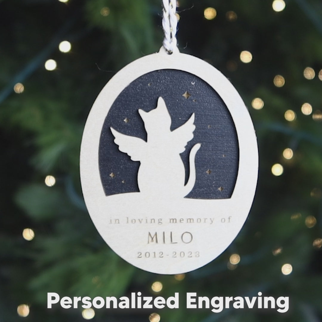 Personalized Cat Angel Memorial Ornament, In Memory of Cat Sympathy Gift