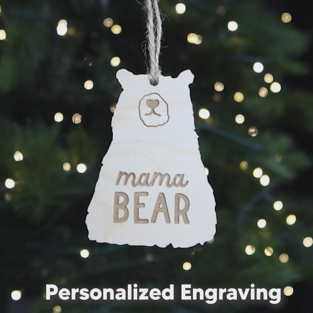 Mama Bear Wood Ornament or Stocking Tag Christmas Keepsake Gift for Mom 2024