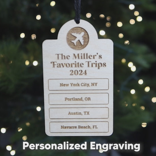 Personalized Travel Ornament Favorite Trips of 2024 Travel Tracker List