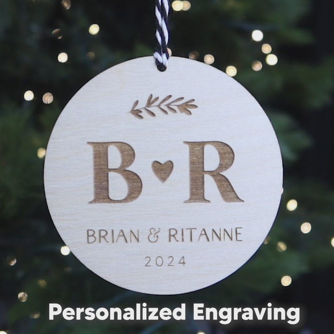 Personalized Couple Initials Christmas Ornament 2024 Keepsake Anniversary Gift - Moon Rock Prints